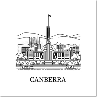 canberra line art illustration Posters and Art